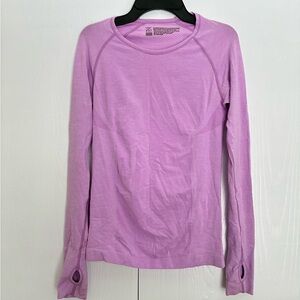 Victoria's Secret Light Purple Long Sleeve Top Compression Logo Engraved at Back